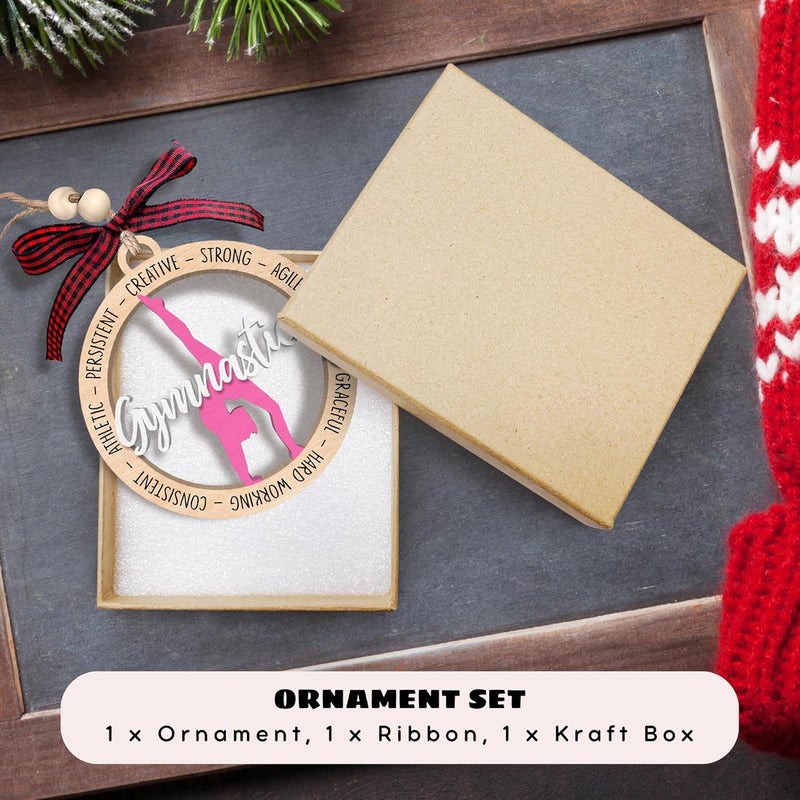MAPDTWO Gymnastics Ornaments for Christmas Tree - Gymnastics Gifts - Gymnasts Gifts for Girls, Women, Kids, Lovers, Team, Coach - Gymnastic Ornaments - Gymnast Christmas Ornament - Wood Ornament 2025 - Image 3